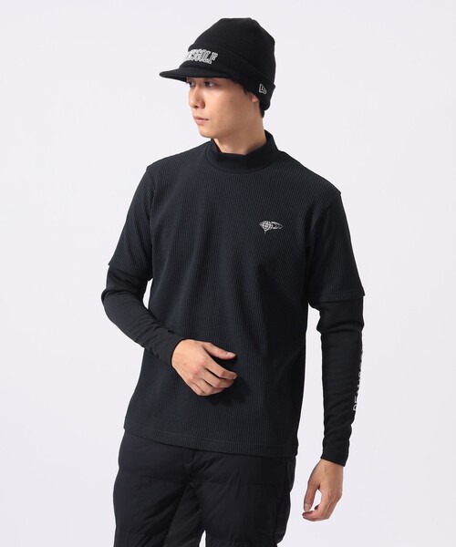 セール】ORANGE LABEL / ワッフル切り替え ロングスリーブモックネック