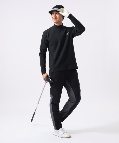 セール】ORANGE LABEL / ワッフル切り替え ロングスリーブモックネック