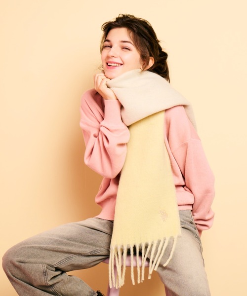 U.S. POLO ASSN.（ユーエスポロアッスン）の「【U.S. POLO ASSN.】 ユーエスポロアッスン　ブークレ　フリンジマフラー　USPA-2017（マフラー・レディース・ピンク/ブラック/ブルー/レモンイエロー・FREE）」の7枚目の写真