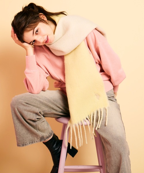 U.S. POLO ASSN.（ユーエスポロアッスン）の「【U.S. POLO ASSN.】 ユーエスポロアッスン　ブークレ　フリンジマフラー　USPA-2017（マフラー・レディース・ピンク/ブラック/ブルー/レモンイエロー・FREE）」の8枚目の写真