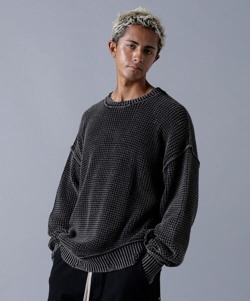 DANKE SCHON(ダンケシェーン)の「DankeSchon/ダンケシェーン/PIGMENT CHEMICAL AZE CREWNECK(ニット/セーター・レディース・ブラック/ブラウン・L/M)」の2枚目の写真