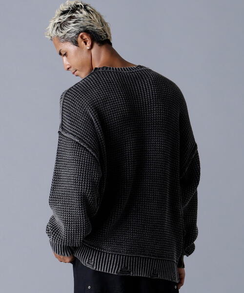 DANKE SCHON(ダンケシェーン)の「DankeSchon/ダンケシェーン/PIGMENT CHEMICAL AZE CREWNECK(ニット/セーター・レディース・ブラック/ブラウン・L/M)」の4枚目の写真