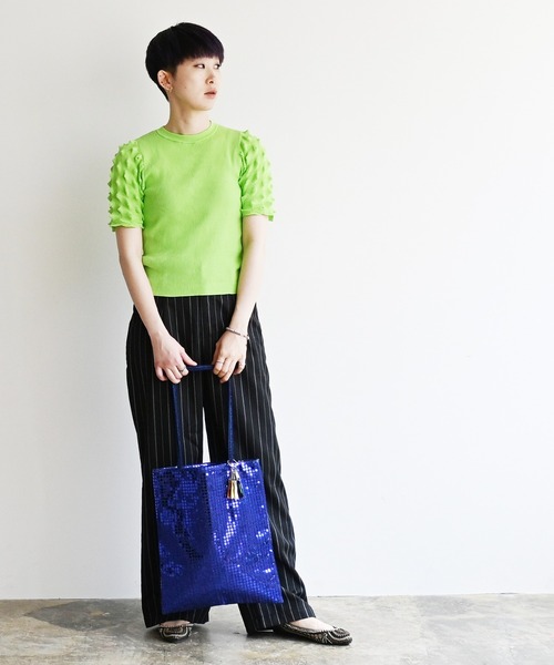 Magine(マージン)の「cheek チーク disc tote/ディスコ トート(トートバッグ・レディース・グリーン/ブラック/ブルー/ゴールド/シルバー・FREE)」の10枚目の写真