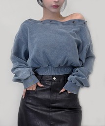 FOLLOWIN（フォロウィン）の「2color/アイレットデザインショット丈スウェット（スウェット）」