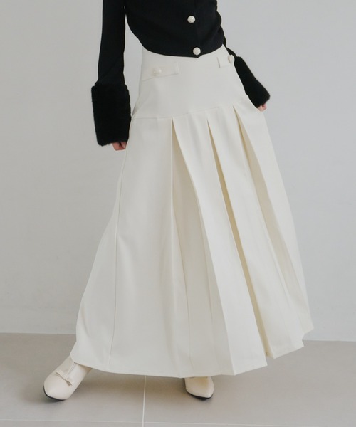 パールボタン ロングプリーツスカート【セットアップ対応】（スカート