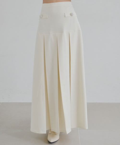 パールボタン ロングプリーツスカート【セットアップ対応】（スカート