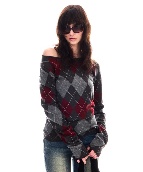 BEEDEN（ビーデン）の「ARGYLE LOOSE KNIT TOPS（ニット/セーター