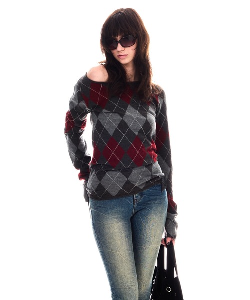 トップス BEEDEN ARGYLE LOOSE KNIT TOPS ARGYLE LOOSE KNIT TOPS（ニット/セーター）｜BEEDEN（ビーデン