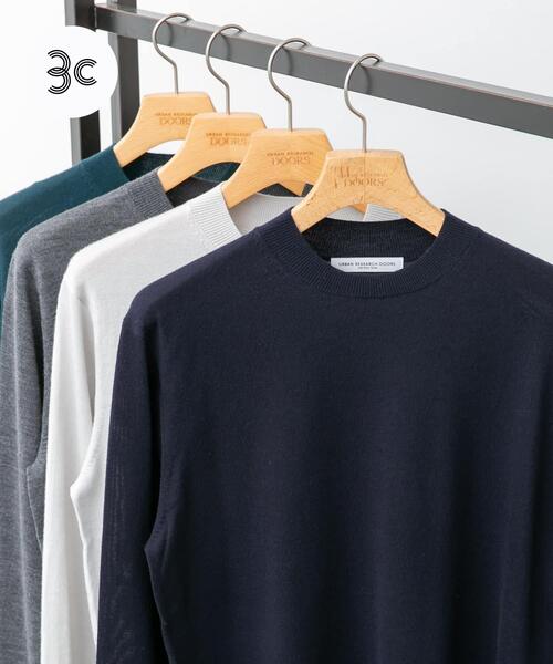 URBAN RESEARCH DOORS（アーバンリサーチドアーズ）の「LIFE STYLE TAILOR　マシンウォッシャブルハイゲージクルーニット（シャツ/ブラウス・メンズ・グレー系その他/アイボリー/グリーン/ネイビー・LARGE/MEDIUM）」の4枚目の写真