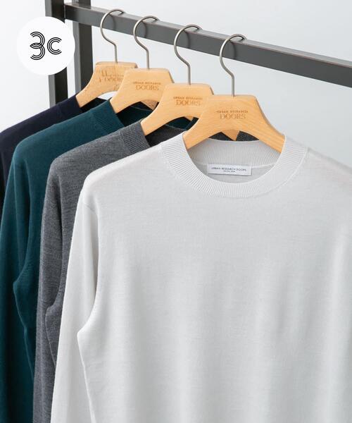 URBAN RESEARCH DOORS（アーバンリサーチドアーズ）の「LIFE STYLE TAILOR　マシンウォッシャブルハイゲージクルーニット（シャツ/ブラウス・メンズ・グレー系その他/アイボリー/グリーン/ネイビー・LARGE/MEDIUM）」の2枚目の写真