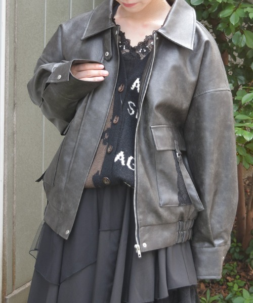 axes femme（アクシーズファム）の「ファー付合成皮革ブルゾン（ブルゾン・レディース・ブラウン/ブラック・FREE）」の10枚目の写真