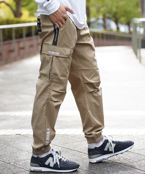 RM)【LUXE/R GOLF】ストレッチ クロス サイドライン カーゴパンツ