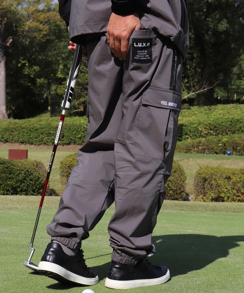 RM)【LUXE/R GOLF】ストレッチ クロス サイドライン カーゴパンツ