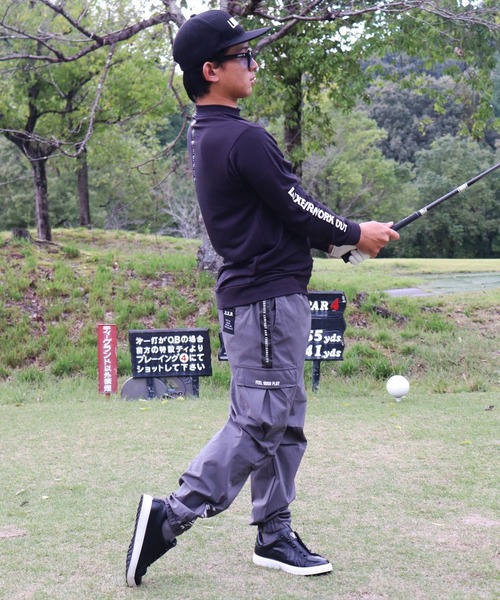 RM)【LUXE/R GOLF】ストレッチ クロス サイドライン カーゴパンツ