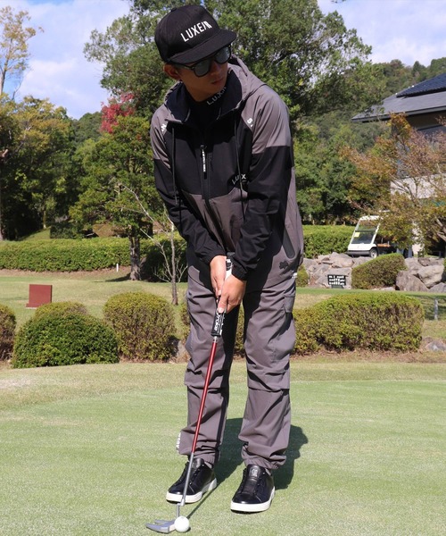 RM)【LUXE/R GOLF】ストレッチ クロス サイドライン カーゴパンツ