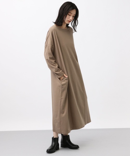 studio CLIP（スタディオクリップ）の「《natural by clip》CコーマWバイオカットワンピース[プチサイズあり]（ワンピース・レディース・ブラック/モカ/ネイビー・PF/FREE）」の3枚目の写真