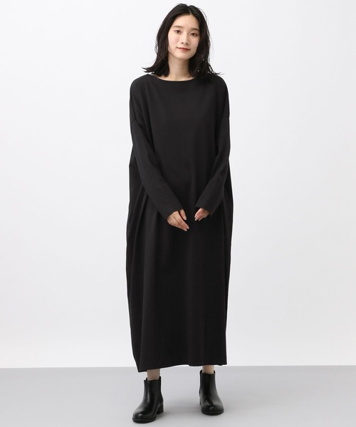 studio CLIP（スタディオクリップ）の「《natural by clip》CコーマWバイオカットワンピース[プチサイズあり]（ワンピース・レディース・ブラック/モカ/ネイビー・PF/FREE）」の4枚目の写真