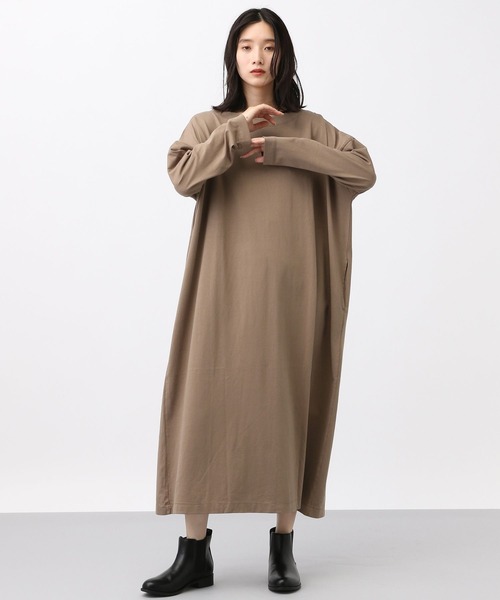 studio CLIP（スタディオクリップ）の「《natural by clip》CコーマWバイオカットワンピース[プチサイズあり]（ワンピース・レディース・ブラック/モカ/ネイビー・PF/FREE）」の6枚目の写真