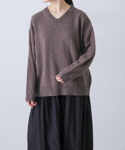TICCA ティッカ ヤクウール Vネックニット ブラウン セーター ヤクウールVネックニット（ニット/セーター）｜かぐれ（カグレ）の