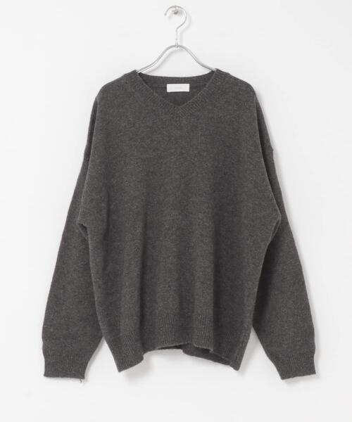 14th adiction ダークグレー Vネック長袖ニット 14th adiction ダークグレー Vネック長袖ニット