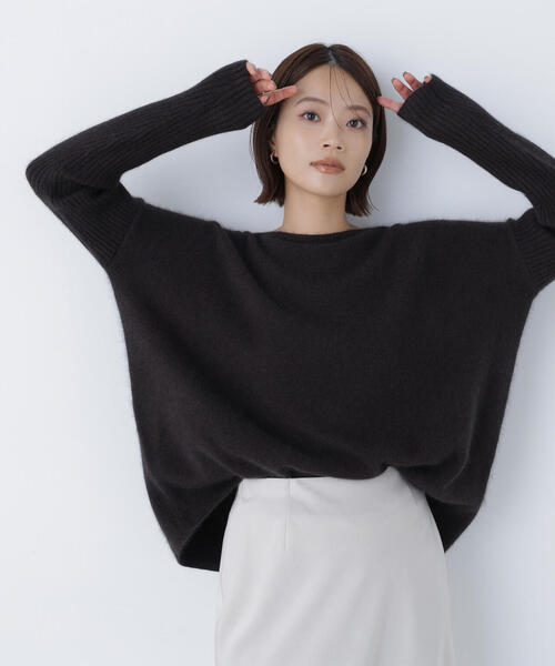 NATURAL BEAUTY BASIC(ナチュラルビューティーベーシック)の「◇ウールブレンドヘアリーニット(ニット/セーター・レディース・ダークブラウン/レッド/オフホワイト・FREE)」の2枚目の写真