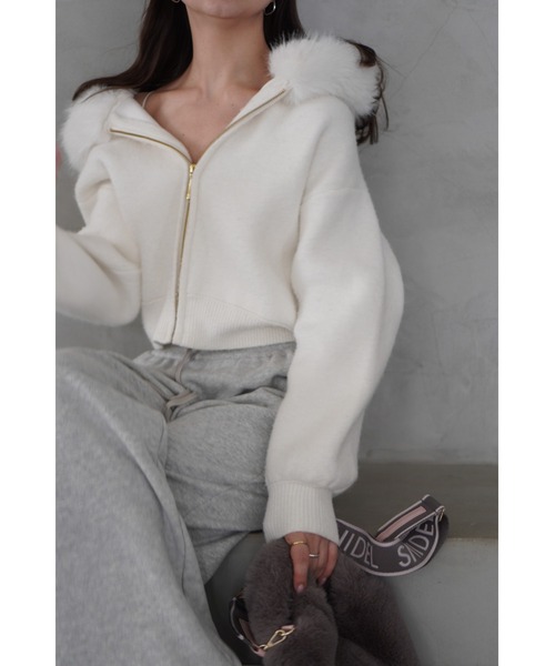 Sustainableファー付きニットパーカー（パーカー）｜SNIDEL