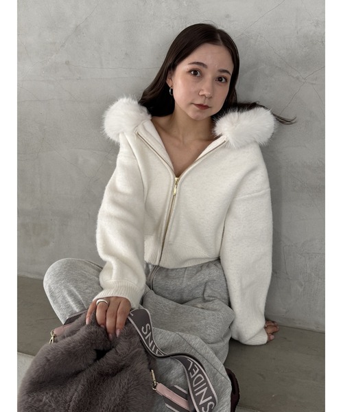 Sustainableファー付きニットパーカー（パーカー）｜SNIDEL