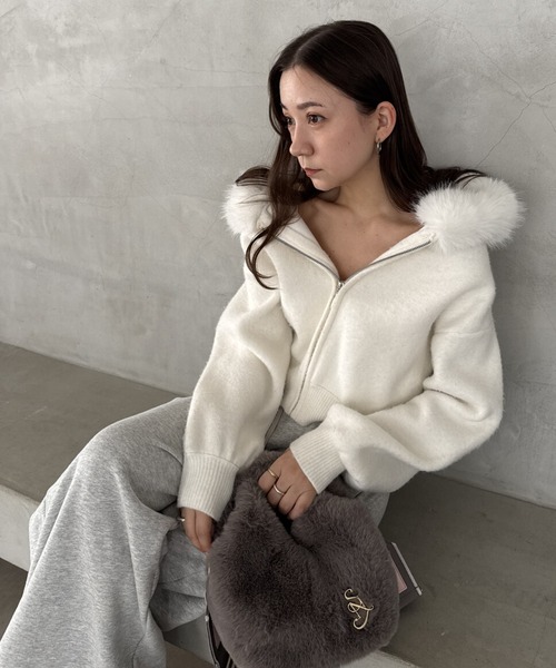 セール】Sustainableファー付きニットパーカー（パーカー）｜SNIDEL