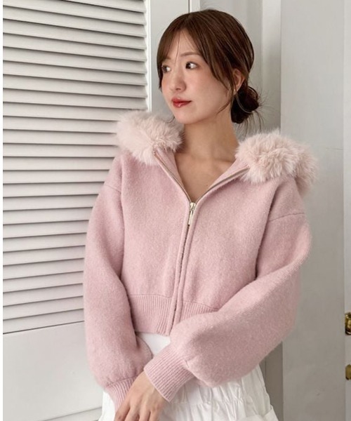 Sustainableファー付きニットパーカー SNIDEL（スナイデル） パーカー Sustainableファー付きニットパーカー