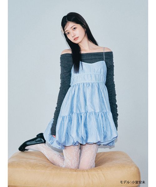 LILY BROWN(リリーブラウン)の「フロッキーベロアドレープトップス(Tシャツ/カットソー・レディース・ピンク/アイボリー/ブルー・F)」の7枚目の写真