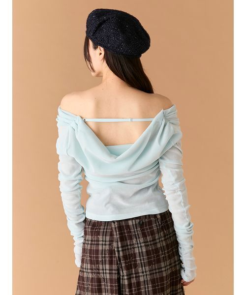 LILY BROWN(リリーブラウン)の「フロッキーベロアドレープトップス(Tシャツ/カットソー・レディース・ピンク/アイボリー/ブルー・F)」の9枚目の写真