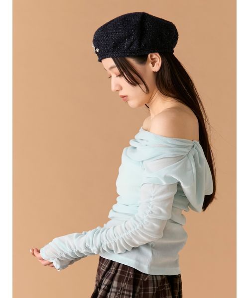 LILY BROWN(リリーブラウン)の「フロッキーベロアドレープトップス(Tシャツ/カットソー・レディース・ピンク/アイボリー/ブルー・F)」の10枚目の写真