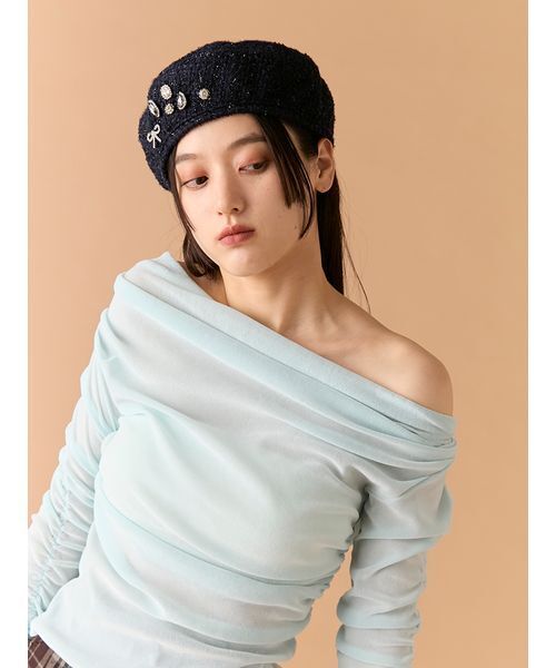 LILY BROWN(リリーブラウン)の「フロッキーベロアドレープトップス(Tシャツ/カットソー・レディース・ピンク/アイボリー/ブルー・F)」の11枚目の写真