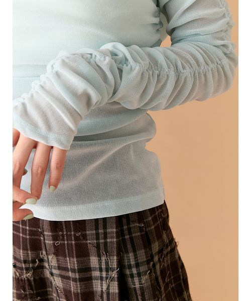 LILY BROWN(リリーブラウン)の「フロッキーベロアドレープトップス(Tシャツ/カットソー・レディース・ピンク/アイボリー/ブルー・F)」の12枚目の写真