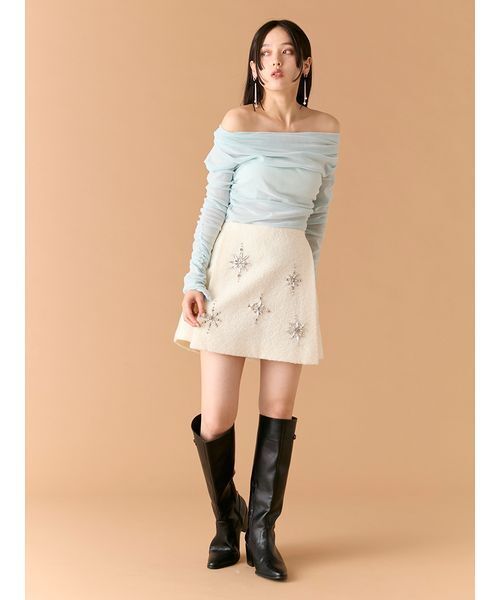 セール】フロッキーベロアドレープトップス（Tシャツ/カットソー