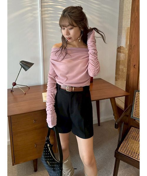 LILY BROWN(リリーブラウン)の「フロッキーベロアドレープトップス(Tシャツ/カットソー・レディース・ピンク/アイボリー/ブルー・F)」の16枚目の写真