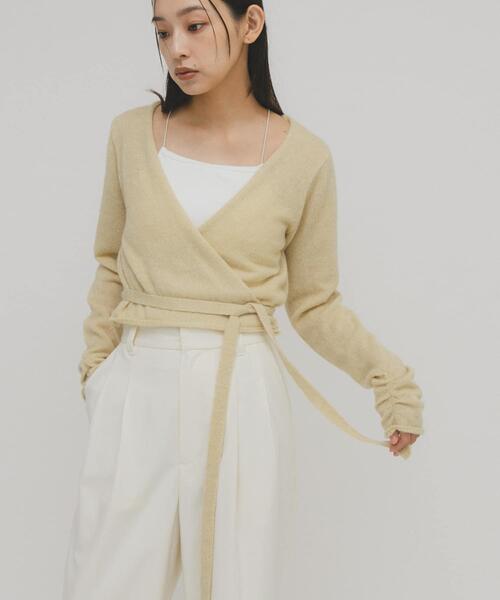 KBF（ケイビーエフ）の「カシュクールコンパクトニット（ニット/セーター・レディース・オリーブ/ライトベージュ/グレー・ONE）」の5枚目の写真