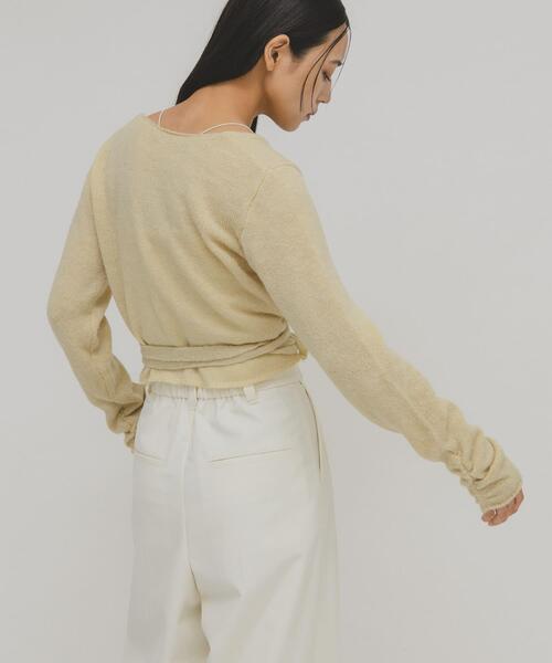 KBF（ケイビーエフ）の「カシュクールコンパクトニット（ニット/セーター・レディース・オリーブ/ライトベージュ/グレー・ONE）」の7枚目の写真