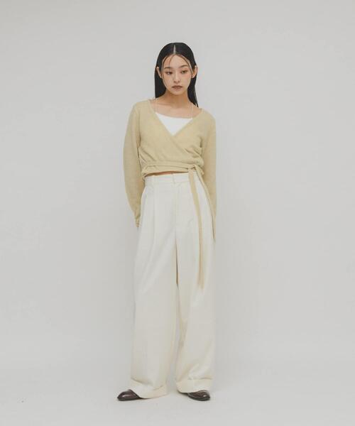 KBF（ケイビーエフ）の「カシュクールコンパクトニット（ニット/セーター・レディース・オリーブ/ライトベージュ/グレー・ONE）」の8枚目の写真