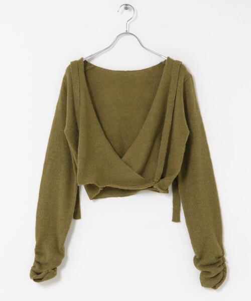 KBF（ケイビーエフ）の「カシュクールコンパクトニット（ニット/セーター・レディース・オリーブ/ライトベージュ/グレー・ONE）」の19枚目の写真