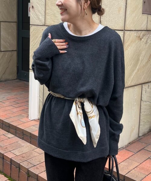 CIAOPANIC TYPY(チャオパニックティピー)の「【てら企画】ウール混オーバニットチュニック(ニット/セーター・レディース・ピンク/ブラウン/ミント/オフホワイト/チャコールグレー・ONE SIZE)」の3枚目の写真