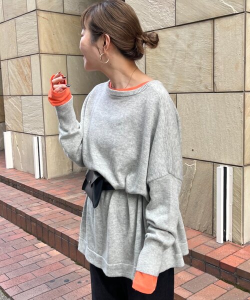 CIAOPANIC TYPY(チャオパニックティピー)の「【てら企画】ウール混オーバニットチュニック(ニット/セーター・レディース・ピンク/ブラウン/ミント/オフホワイト/チャコールグレー・ONE SIZE)」の10枚目の写真