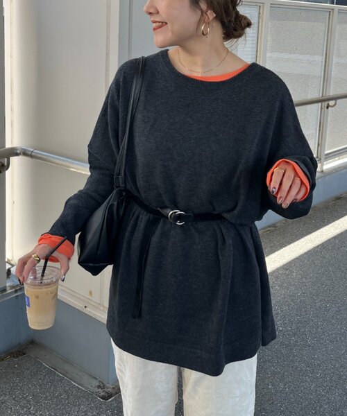 CIAOPANIC TYPY(チャオパニックティピー)の「【てら企画】ウール混オーバニットチュニック(ニット/セーター・レディース・ピンク/ブラウン/ミント/オフホワイト/チャコールグレー・ONE SIZE)」の19枚目の写真