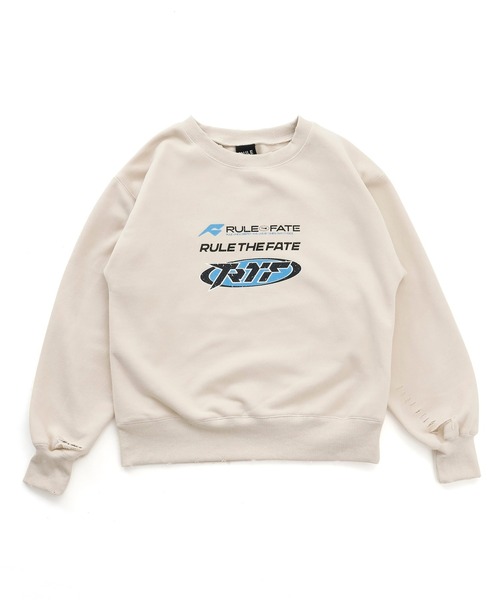 RULE THE FATE(ルールザフェイト)の「RTF ELLIPSE DAMAGE SWEAT PULLOVER/エリプスダメージスウェットプルオーバー(スウェット・メンズ・ブラック/ベージュ・2/1/0)」の2枚目の写真