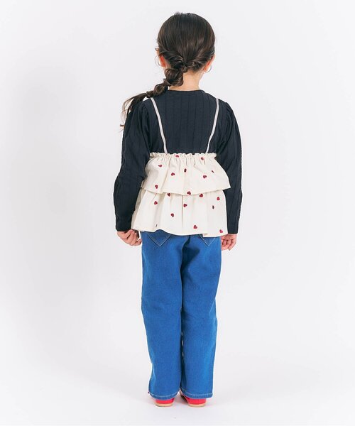 apres les cours（アプレレクール）の「【リンク/ジュニア対応】ティアードドッキングトップス（スウェット・キッズ・サックスブルー/アイボリー/ブラック・100/110/120/140/80/90/130）」の5枚目の写真