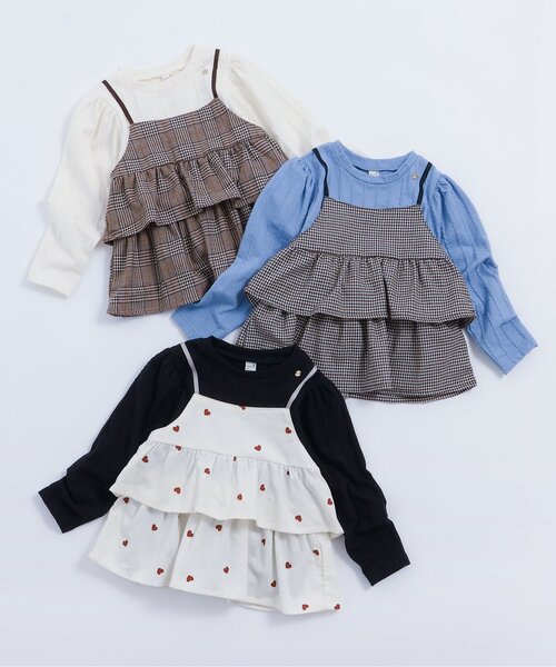 apres les cours（アプレレクール）の「【リンク/ジュニア対応】ティアードドッキングトップス（スウェット・キッズ・サックスブルー/アイボリー/ブラック・100/110/120/140/80/90/130）」の6枚目の写真