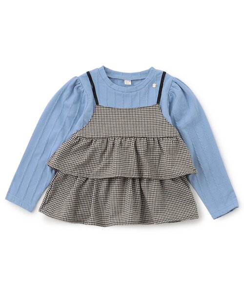 apres les cours（アプレレクール）の「【リンク/ジュニア対応】ティアードドッキングトップス（スウェット・キッズ・サックスブルー/アイボリー/ブラック・100/110/120/140/80/90/130）」の19枚目の写真