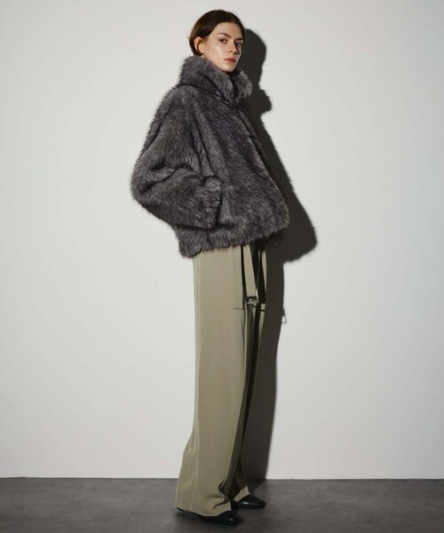 RIM.ARK/リムアーク】High collar faux fur jacket/ハイカラーフェイク