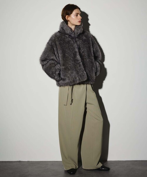RIM.ARK/リムアーク】High collar faux fur jacket/ハイカラーフェイク