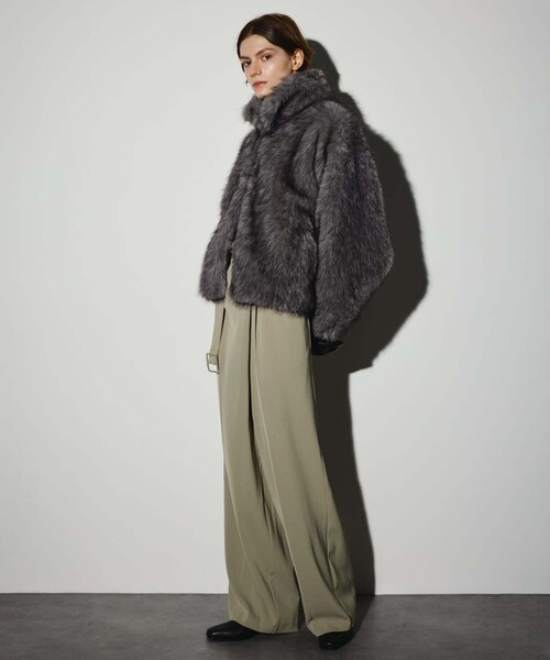 RIM.ARK/リムアーク】High collar faux fur jacket/ハイカラーフェイク